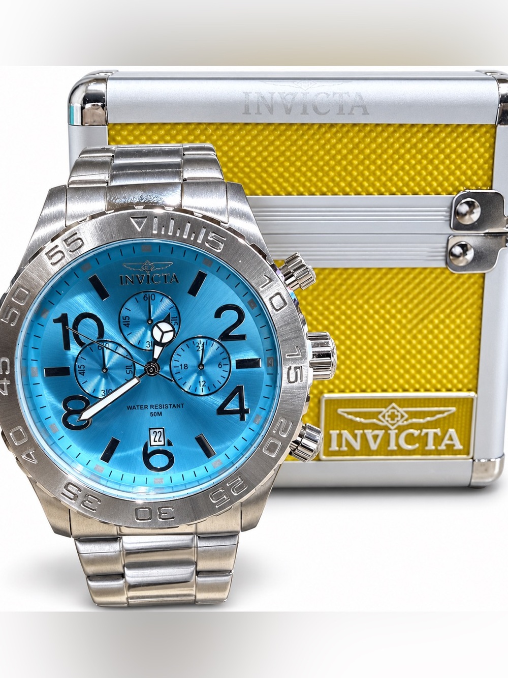 Invicta Specialty Pulse 49097 Men’s 50mm Light Blue Dial Watch (with Case)